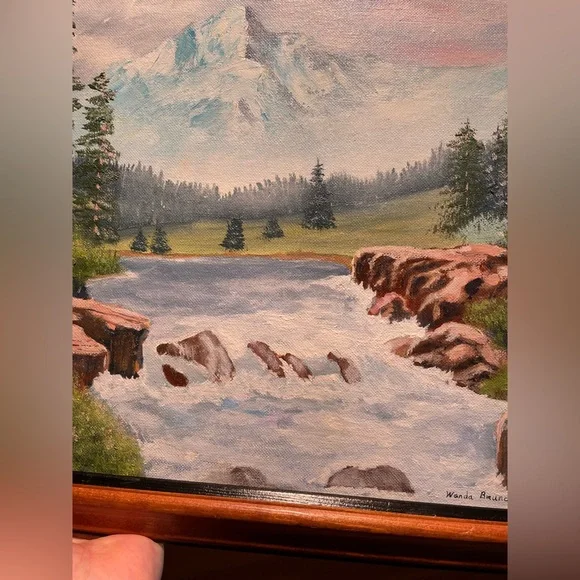 Mountain River Landscape Scene Artwork Framed Artist Signed Wanda Bunch '08 - Picture 10 of 16